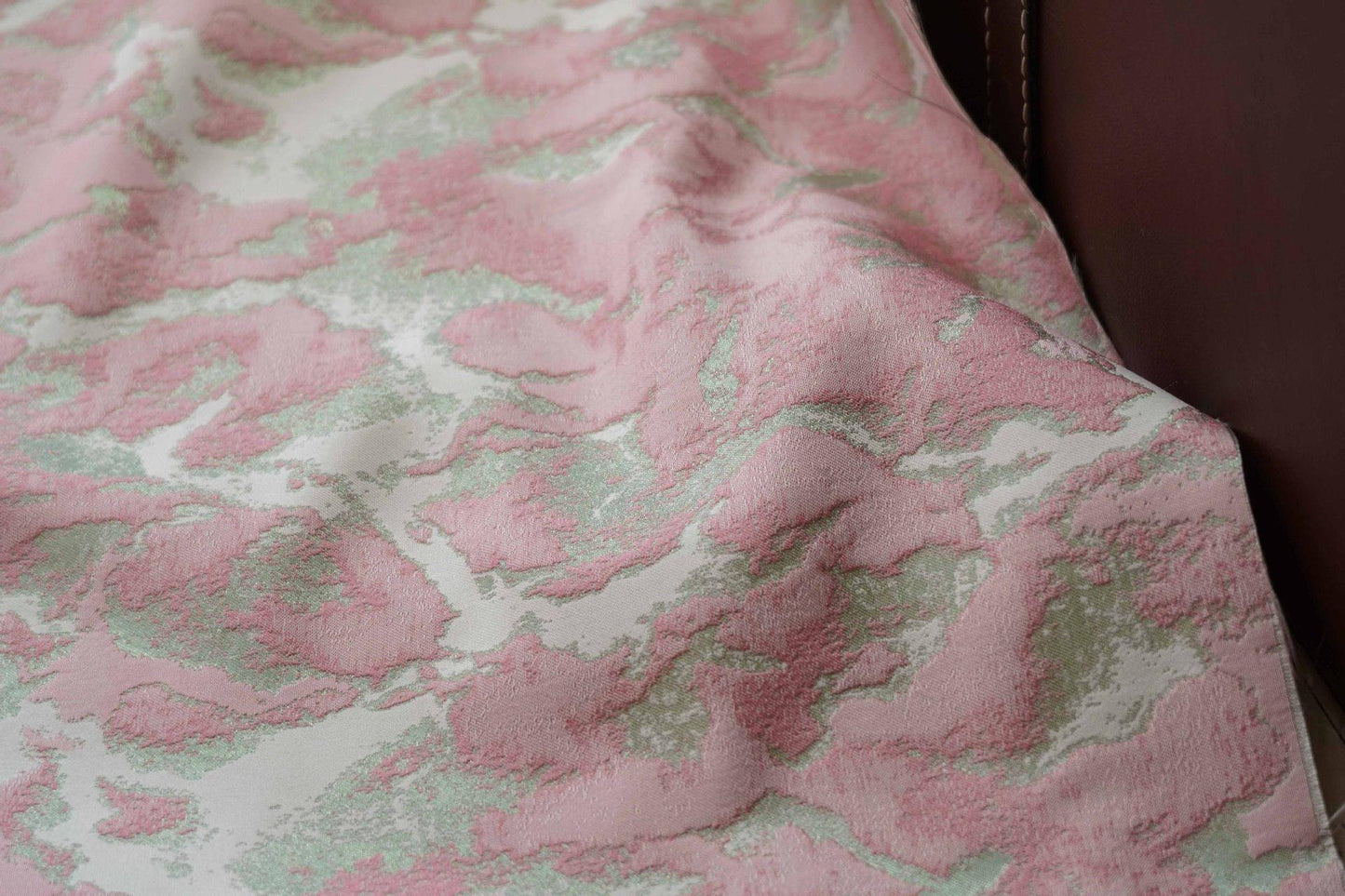 Pink Floral Jacquard Fabric: Retro Style Upholstery & Sewing, 60" Wide
