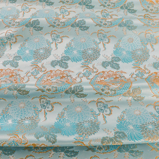 Tissu jacquard Dragon : motif totem asiatique ancien, 140 cm de large