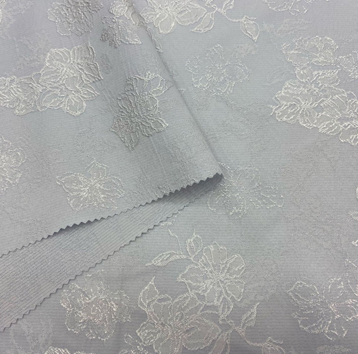 Elegant Satin Jacquard Fabric: 3D Flower Design, 59" Wide