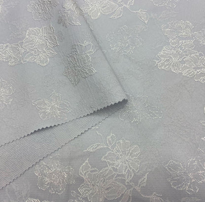 Elegant Satin Jacquard Fabric: 3D Flower Design, 59" Wide