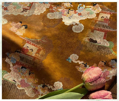 Jacquard Xiangyun Rayon Silk Fabric, Xianque Spring"W