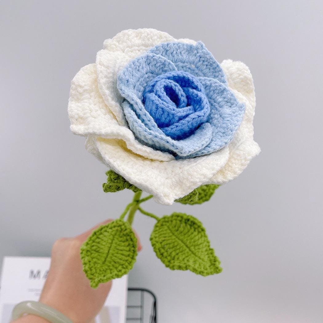 Kit de bouquet de roses au crochet à faire soi-même : kit de matériel pour la confection de fleurs tissées à la main