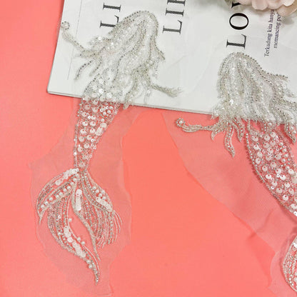 Mermaid Sequined Embroidered Trim: Light Ivory Bridal Veil, DIY Accessories