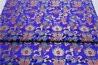 Pisces Double Fish Silk Brocade Fabric: Cheongsam Fabric, Home Decor - Poppylollipop
