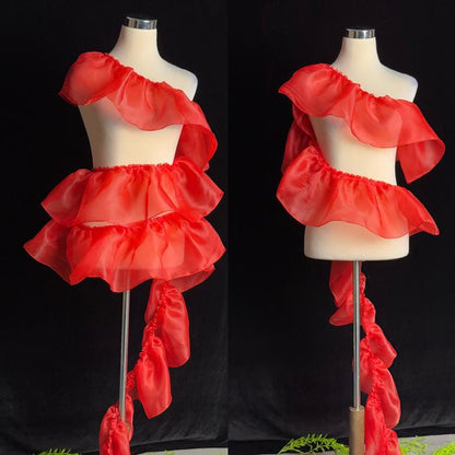 Sheer Pleated Organza Ruffle: 3D Fold Designer Fabric, Wedding Gown Decoration