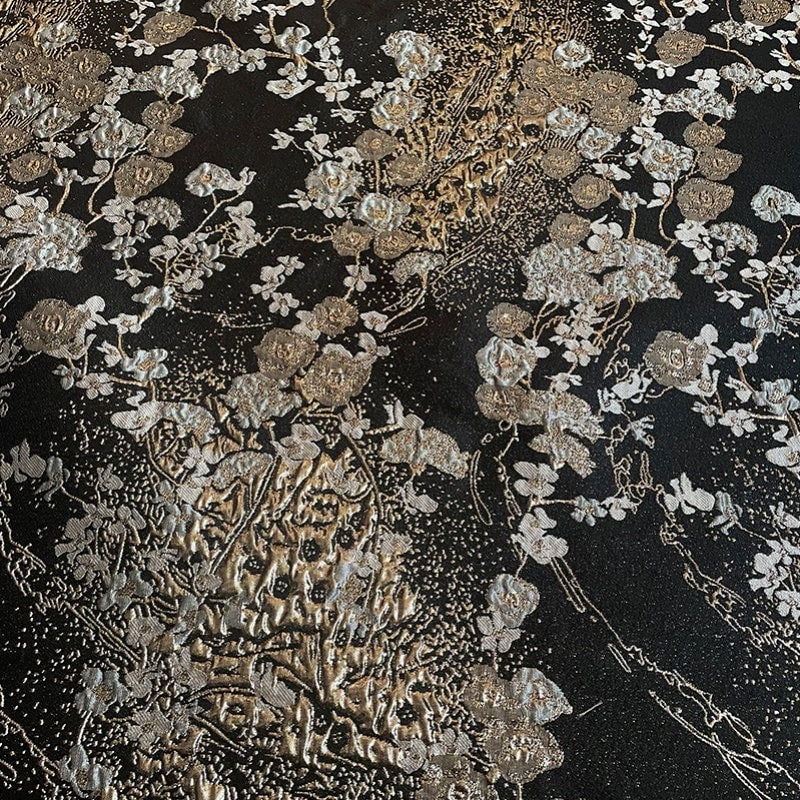 Metallic Floral Jacquard Fabric: 57" Wide Cotton Blend