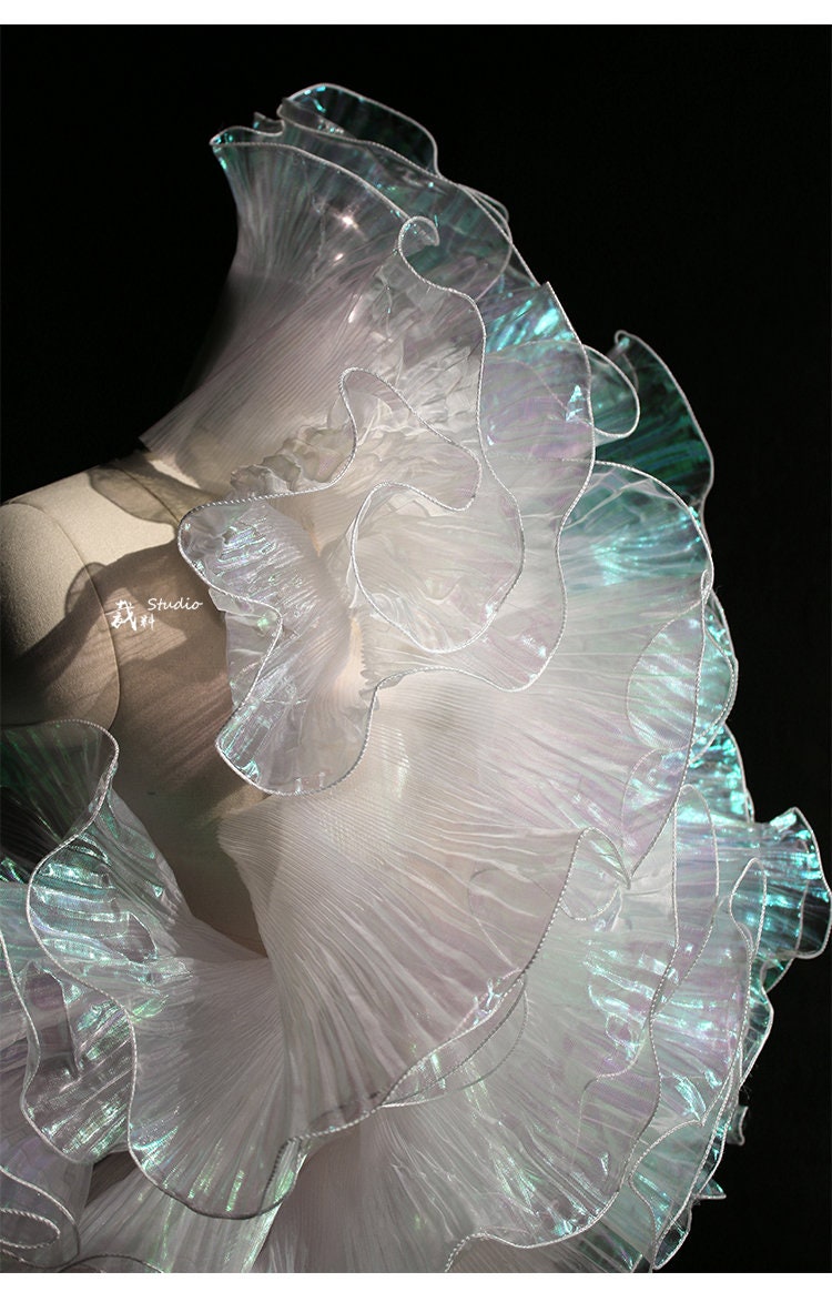3D Fold Ruffle Organza Fabric - Two Toned Designer Material