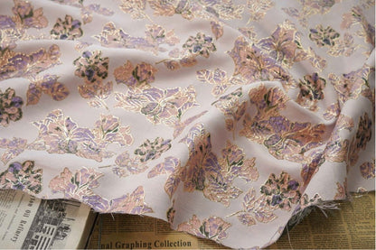 Gold Thread Floral Jacquard Fabric: 3D Cloisonne Texture, 55" Wide
