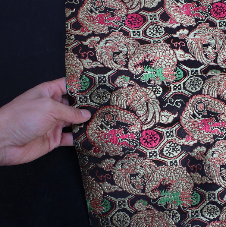 Dragon Phoenix Nishijin Fabric: Japanese Silk Brocade Upholstery