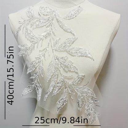 Embroidered Lace Trim: Light Ivory Bridal Veil Fabric with Sequins