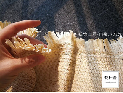 Eco-Friendly Woven Straw Fabric: Pastoral Home Decor, Upholstery (53"W)