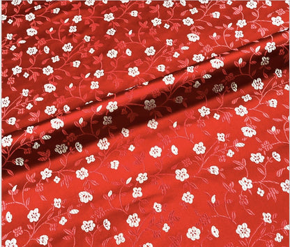 Tissu brocart à motifs floraux : mélange de soie et rayonne à motif gypsophile chinois, 150 cm de large