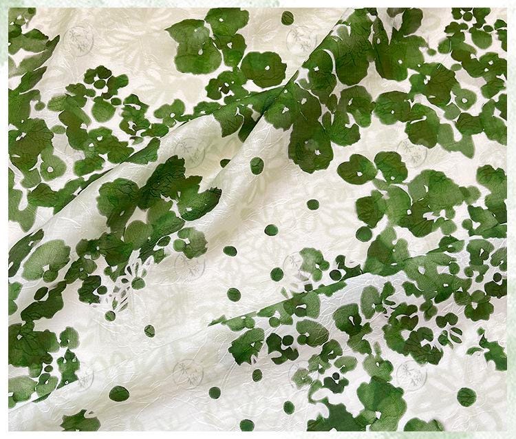 Green Floral Tencel Jacquard Fabric ��� 59 inch Wide Sewing Ma