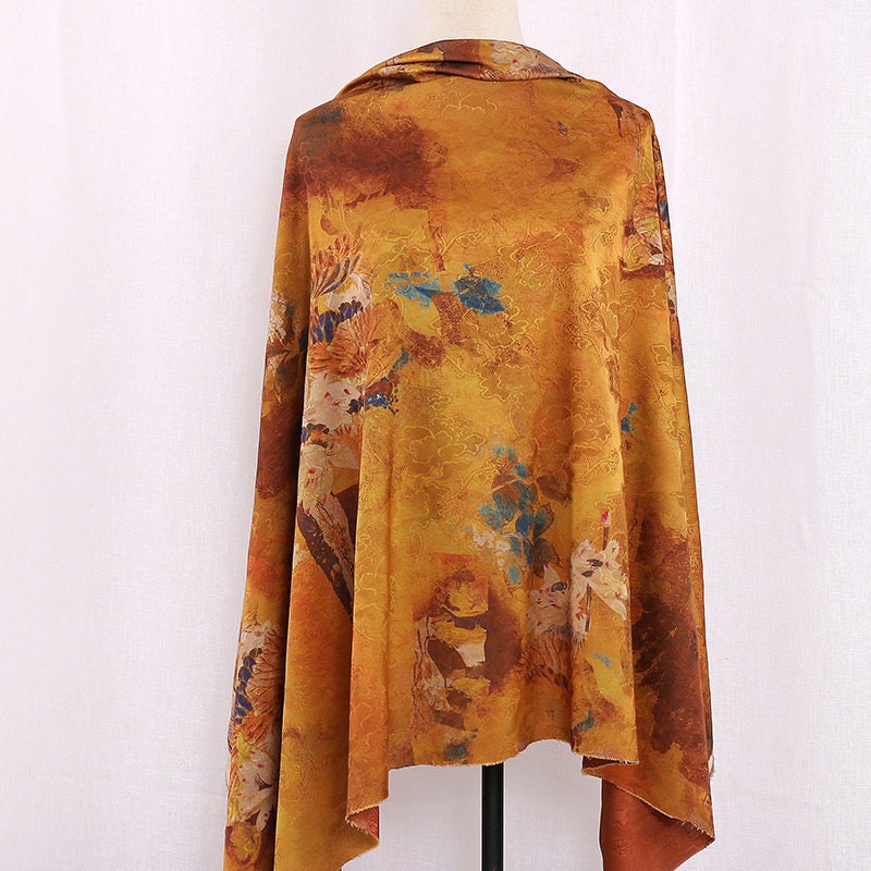 Botanical Print Fabric: Red Cloud Yarn, Floral Upholstery, 59" Wide
