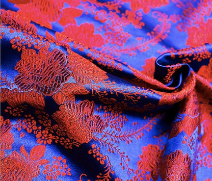 Peony Flower Silk Brocade Fabric: 29.5"W Chinese Sewing Quilting Fabric