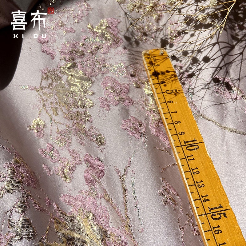 Plum Blossom Jacquard Fabric: Pink Cheongsam Qipao Material (By The Meter)