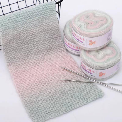 Rainbow Hand-Dyed Mohair Silk Yarn: Gradient Lace Knitting Wool