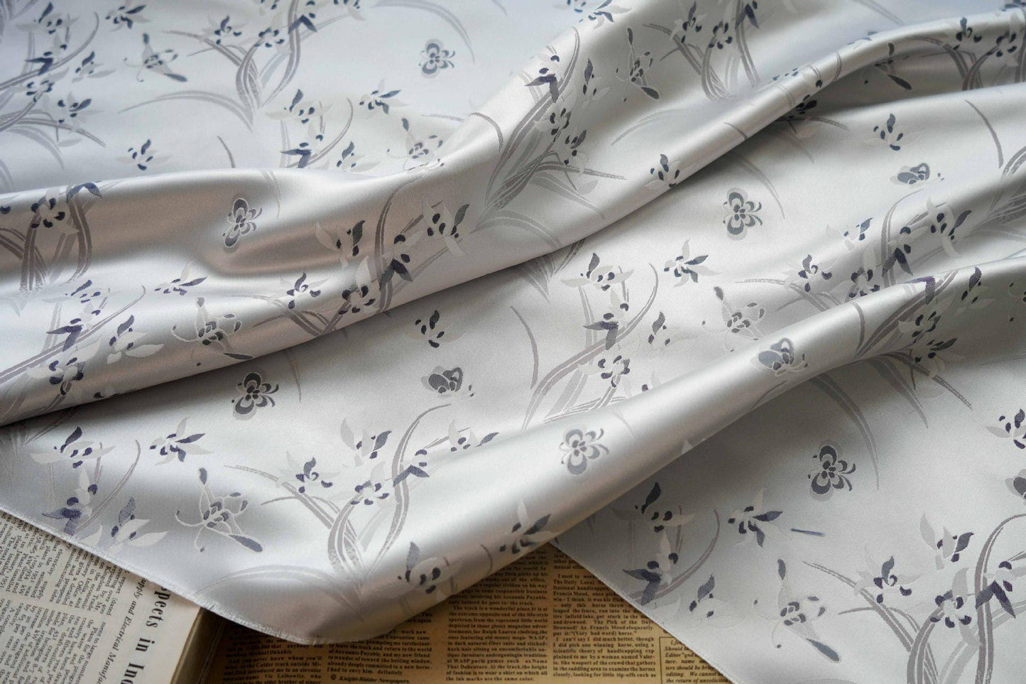 Orchid Brocade Fabric: 59"W Satin Jacquard Damask, Costume Decor