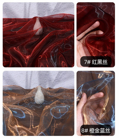 Two-Color Organza Fabric: 59" Wide Glass Yarn for Sewing, Costume, Wedding - By The Meter
