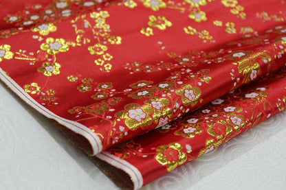 Tissu brocart de soie à fleurs de prunier : tissu pour cheongsam qipao multicolore