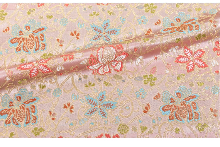 Lotus Silk Brocade Fabric: Traditional Cheongsam Sewing, 27.5"W