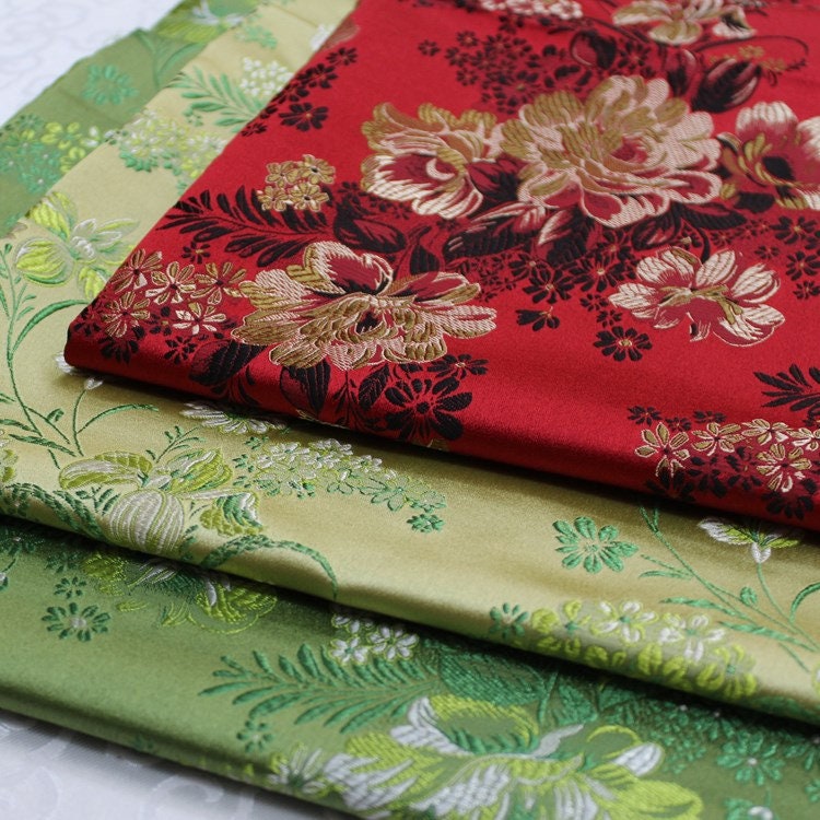 Tissu brocart chinois pivoine : Tissu pour kimono de cosplay Cheongsam Qipao