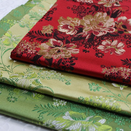 Tissu brocart chinois pivoine : Tissu pour kimono de cosplay Cheongsam Qipao