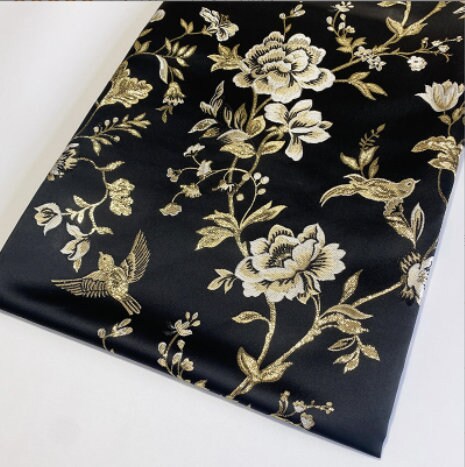 Bird & Flower Jacquard Damask Fabric: Antique Cheongsam Sewing Material
