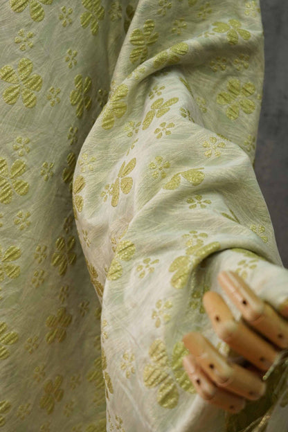 Gilded Flower Jacquard Woven Fabric: Embossed Gold Thread, 56" Wide