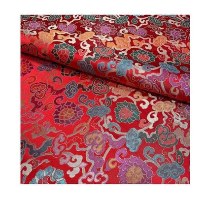 Lotus Flower Brocade Fabric: Chinese Cheongsam Style, 27.5"W