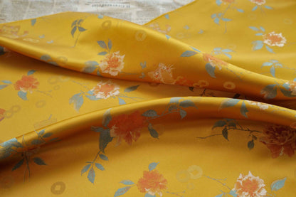 Gold Thread Brocade Fabric: Mongolian Tibetan Style, 55" Wide