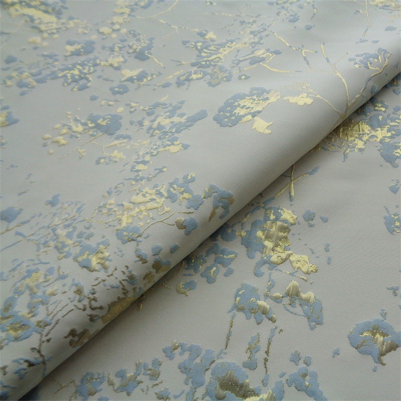 Gold Thread Floral Jacquard Fabric: 55" Wide Designer Upholstery