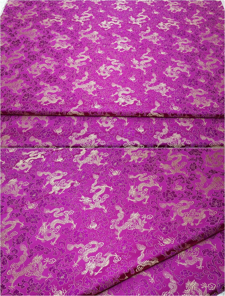 Dragon Brocade Fabric: Multi-Color Floral Silk Rayon Blend