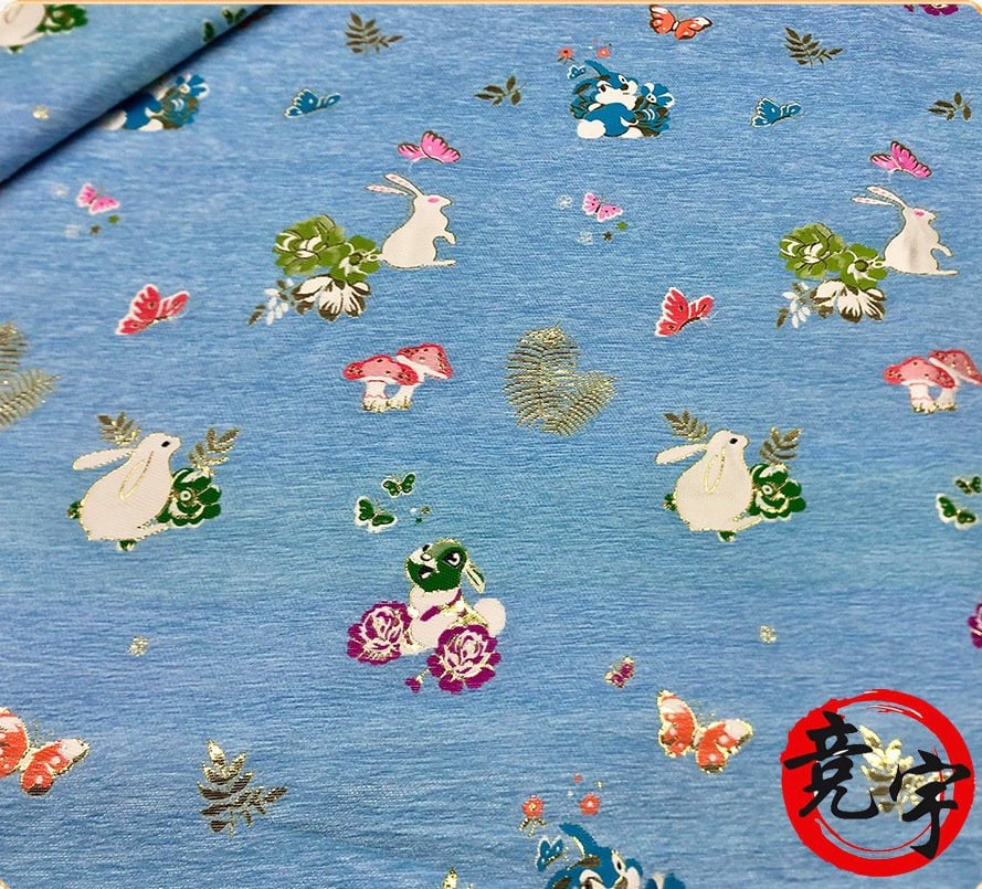 Rabbit Chenille Jacquard Fabric: 59"W Brocade Upholstery, Quilting, Sewing - Poppylollipop