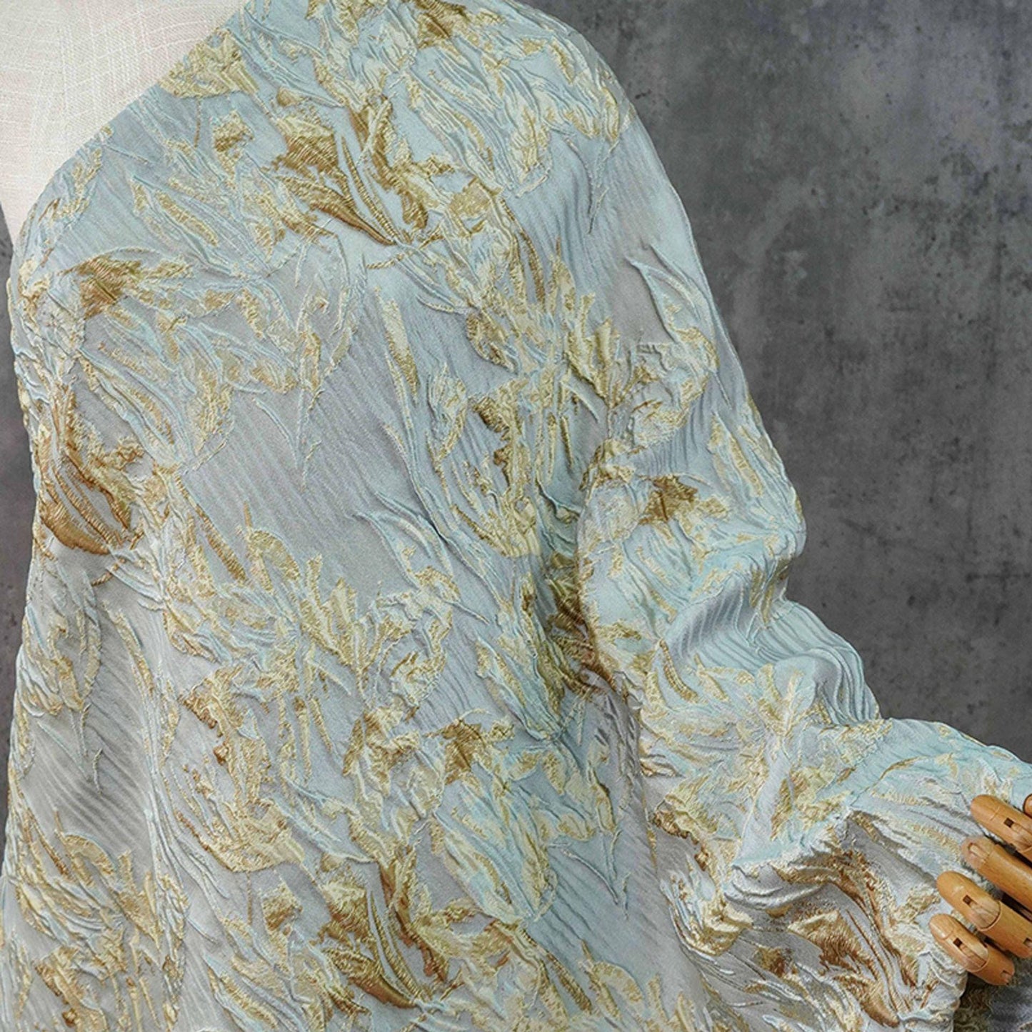 3D Embossed Abstract Floral Yarn-Dyed Fashion Fabric, 56" Wide