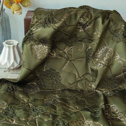 Gold Thread Jacquard Fabric: 3D Floral Upholstery, Costume & Decor