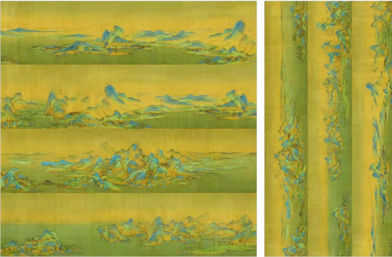 Qingming Festival Satin Fabric: Retro Painting Print, Upholstery & Sewing