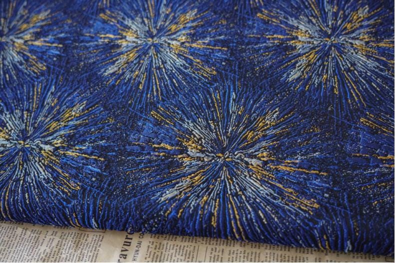 Gold Embroidered Jacquard Fabric: Luxury Floral Upholstery, Costume, Decor