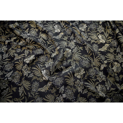 Gold Crane Jacquard Fabric: 3D Designer Upholstery, Prom Dress Sewing Fabric