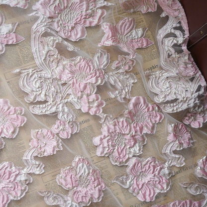 Gold Thread Floral Jacquard Fabric: 3D Oil Painting Texture, 55" Wide