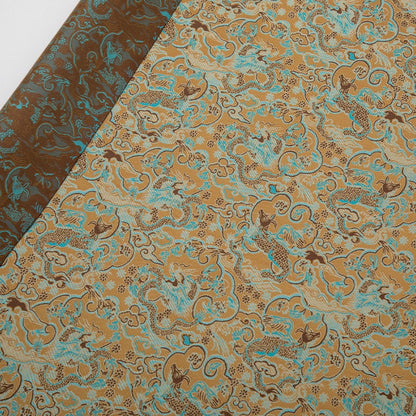 Nishijin Ori Brocade Fabric: Dragon Flowers, Japanese Style (57"W)