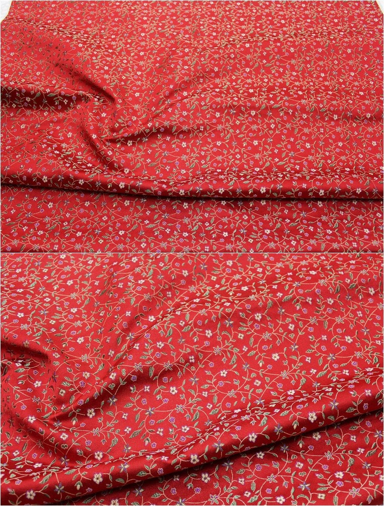 Floral Chinese Brocade Fabric: Silk Rayon Blend, 29.5" Wide