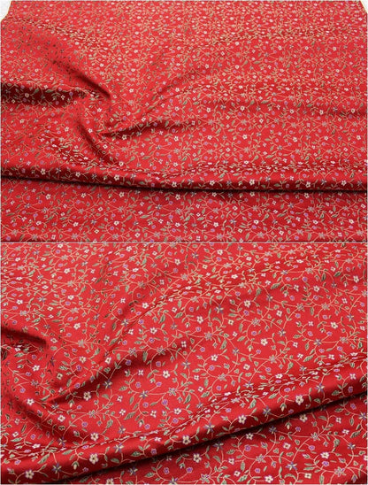 Floral Chinese Brocade Fabric: Silk Rayon Blend, 29.5" Wide