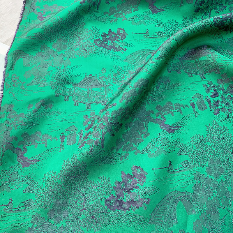 Grand View Garden Jacquard Fabric: 59"W Acetate Upholstery & Sewing