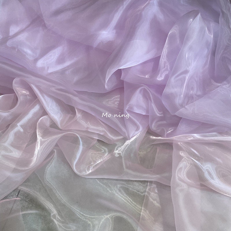 Lilac High-Gloss Organza Fabric, Reflective Yarn Mesh, 59"W