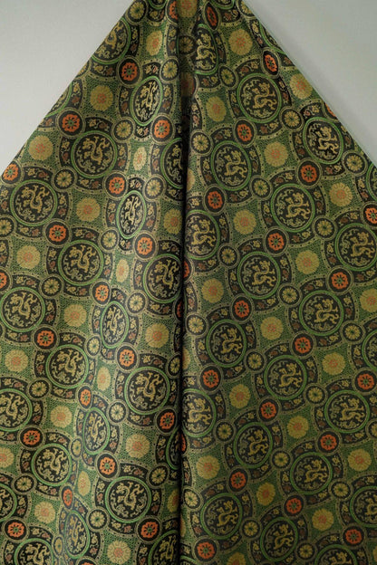 Dragon Brocade Fabric: Dark Green Cheongsam Tapestry (59"W)