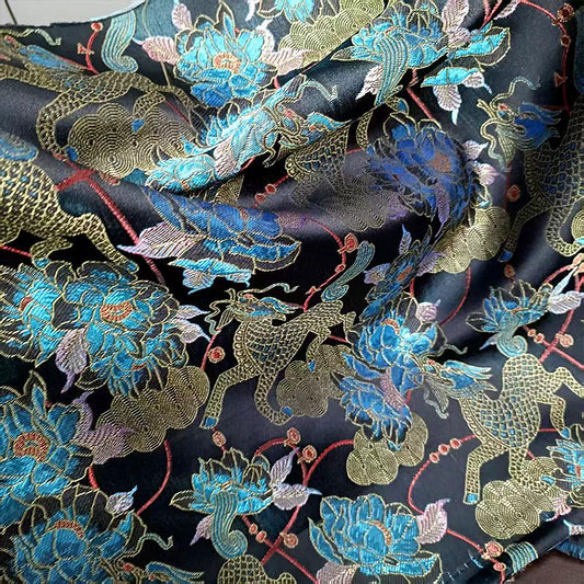 Kirin Peony Brocade Fabric ��� Color-Woven Jacqua"W