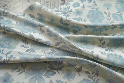 Tissu brocart jacquard à motif floral bleu élégant ��� Cheongsam, canapé, textile de décoration intérieure"W