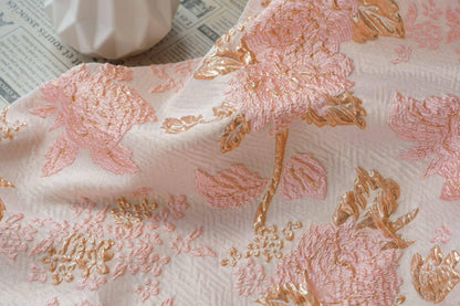 Gold Embossed Palace Jacquard Fabric: Damask Upholstery, Costume, Decor