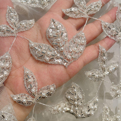Sequin Leaf & Flower Bridal Lace Applique: Wedding Dress DIY